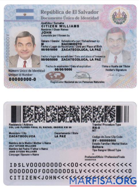 Salvador Ausweis Vorlage