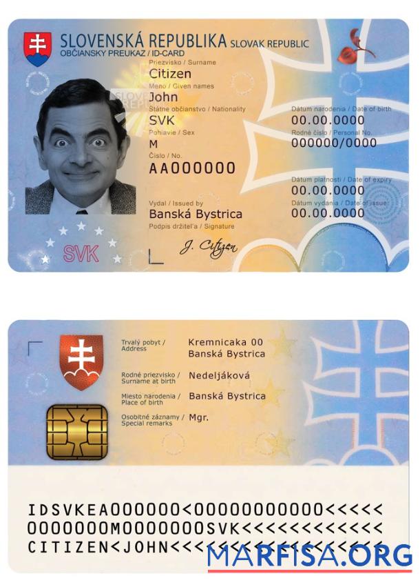 Slowakei Ausweis Vorlage