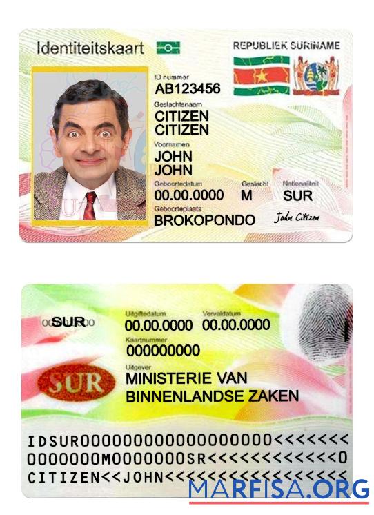 Suriname Personalausweis Vorlage