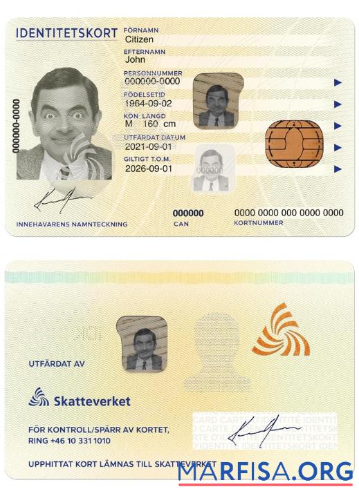 Bearbeitbar Schweden Ausweis Karte PSD Vorlage, 2017 ΓÇô Gegenwärtig