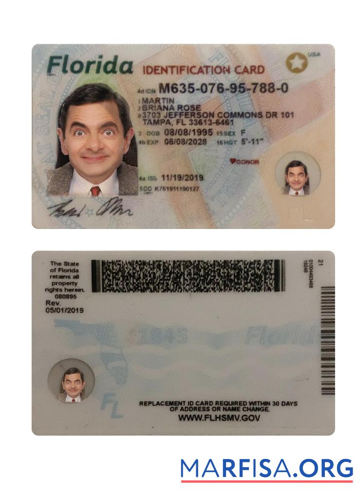 USA Florida Personalausweis Vorlage