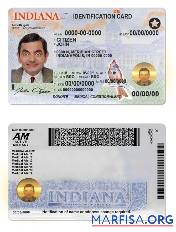 USA Indiana state Ausweis Design