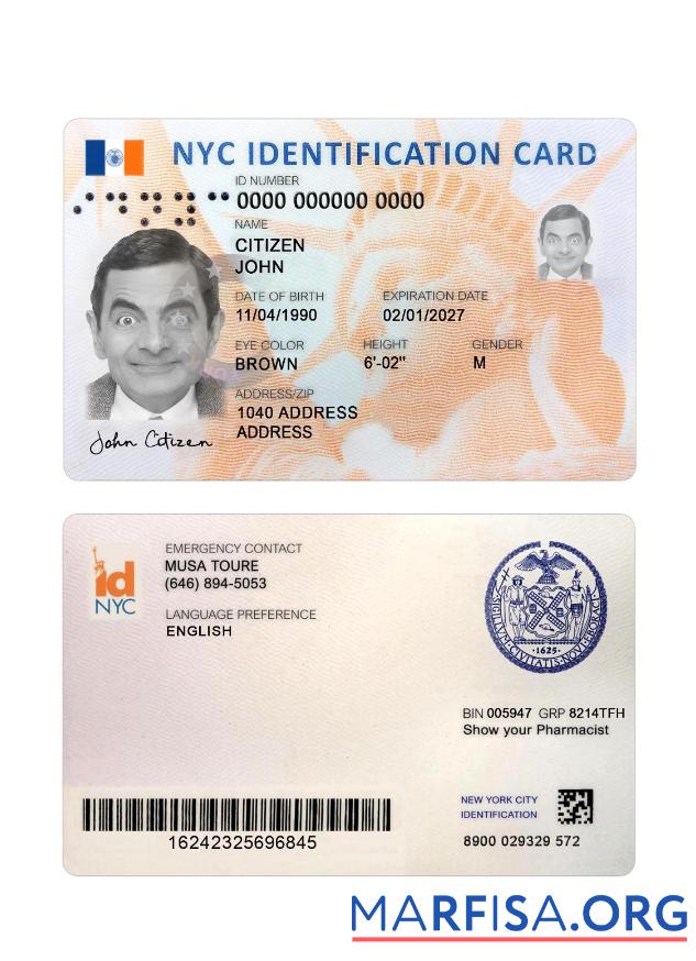 USA Neu York Neu Personalausweis Probe