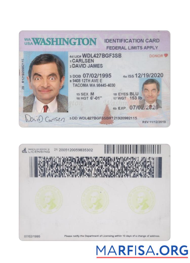 USA Washington Personalausweis 2020 Gegenwärtig Design