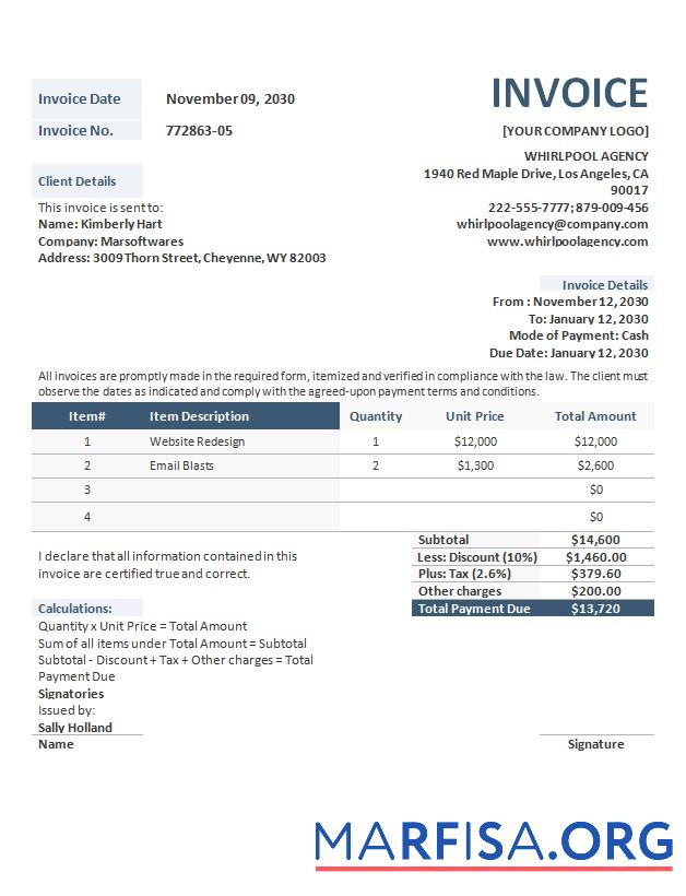 Professionell Advertising Agentur Rechnung Format Vorlage