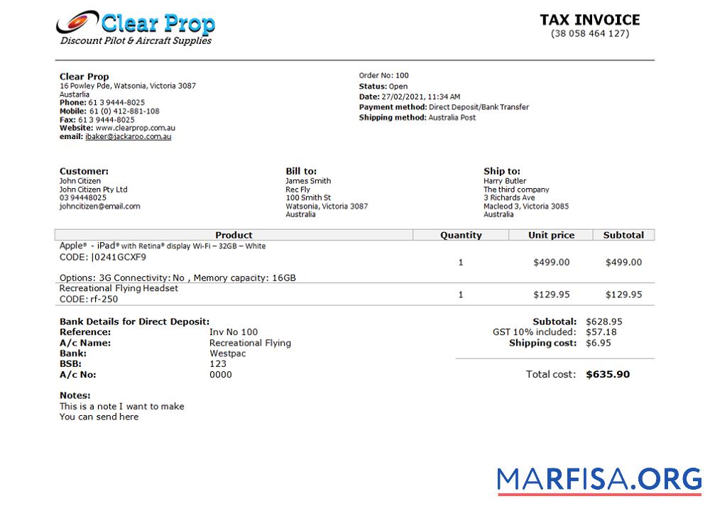 Australien Clear Prop Rabatt Pilot & Aircraft Lieferungen Unternehmen Vorlage