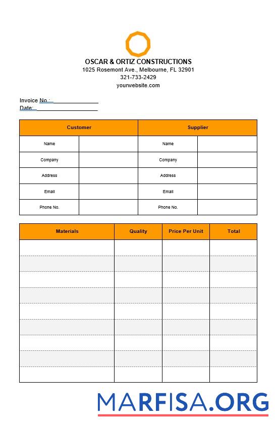Premium Basic Construction Rechnung Vorlage