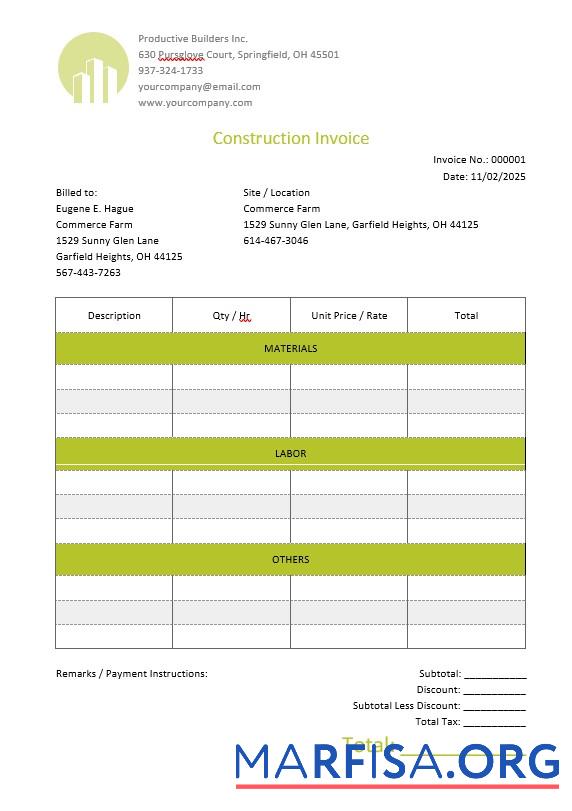 Realistisch Blank Construction Rechnung Vorlage
