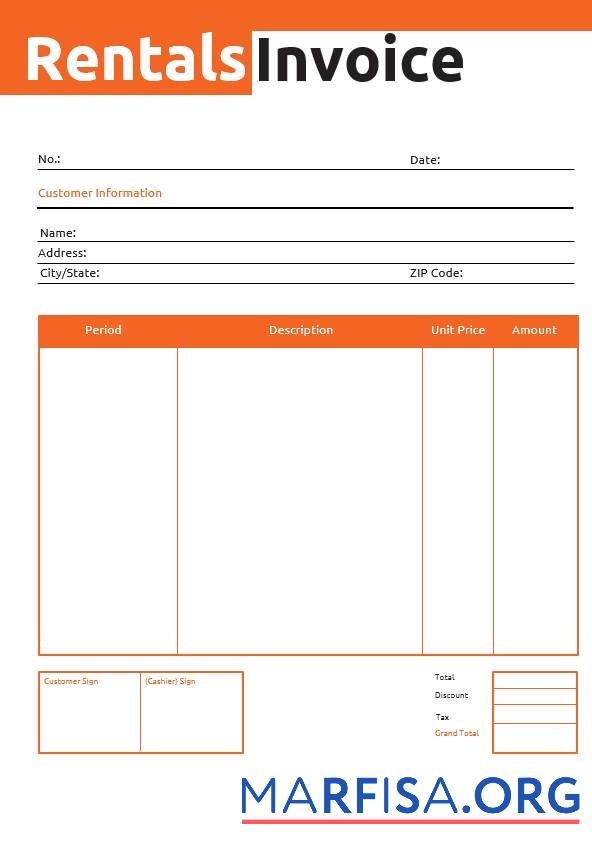 Professionell Kommerziell Rental Rechnung Vorlage