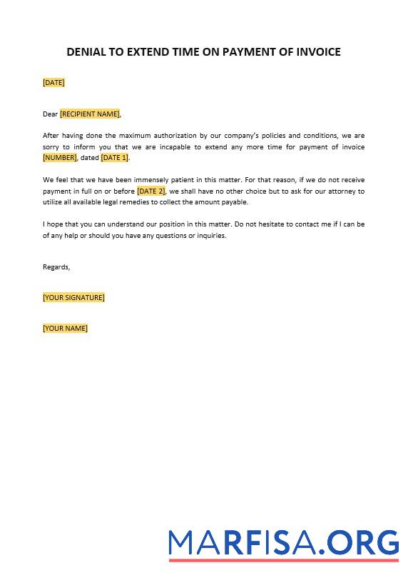 Premium Denial to Extend Time on Zahlung of Rechnung Vorlage