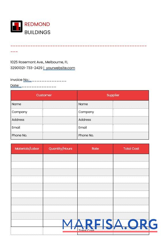 Professionell Bearbeitbar Construction Rechnung Vorlage
