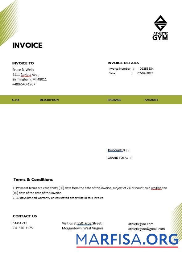 Professionell Fitness Trainer Coach Rechnung Vorlage