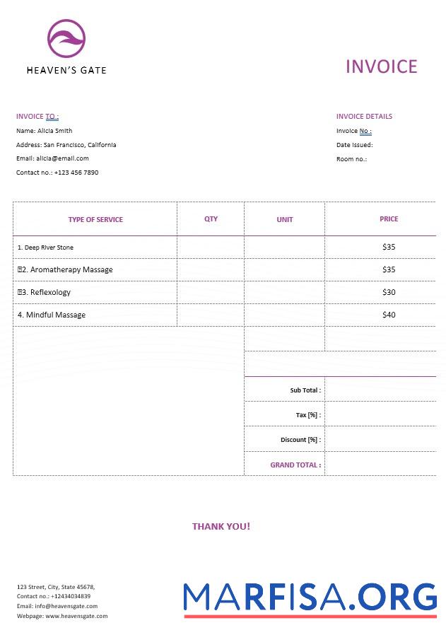 Professionell Kostenlos Massage Rechnung Vorlage