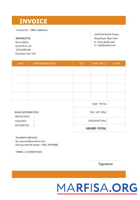 Professionell Kostenlos Standard Rechnung Vorlage