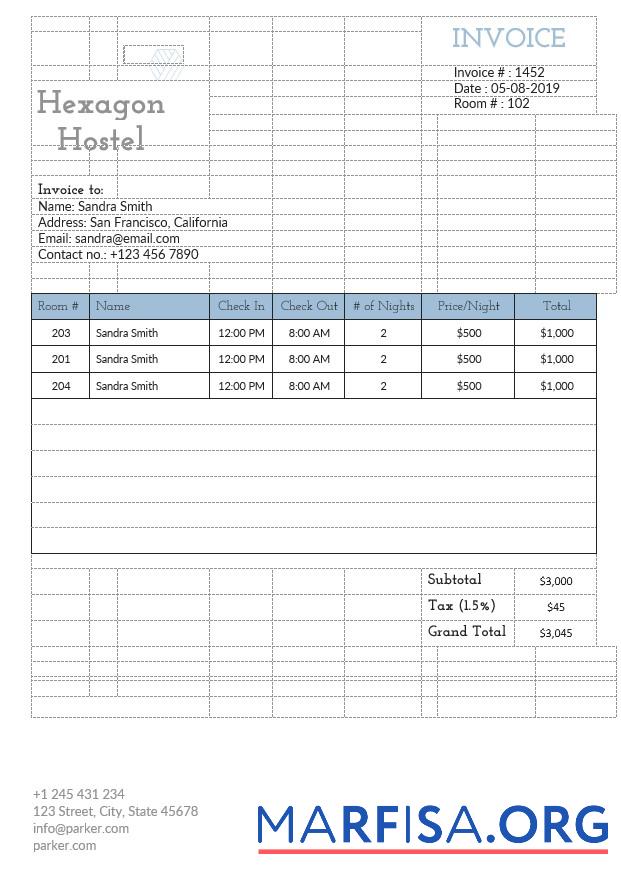 Realistisch Hostel Rechnung Vorlage