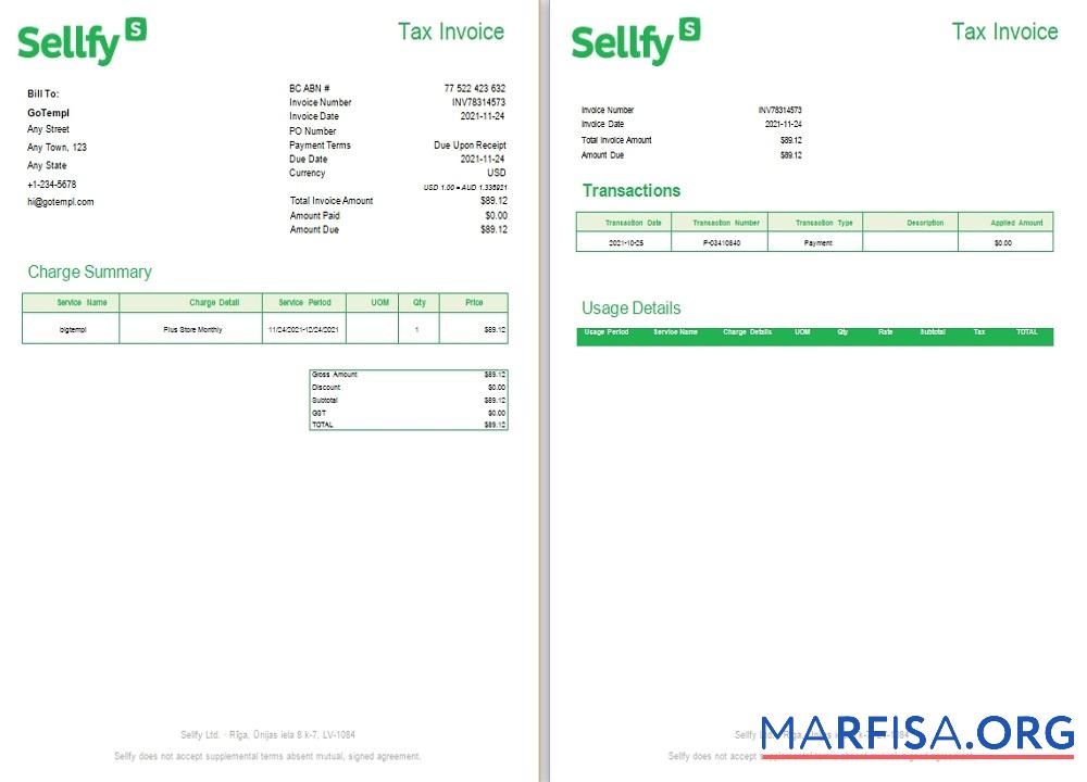 Lettland Sellfy Steuer Rechnung Vorlage