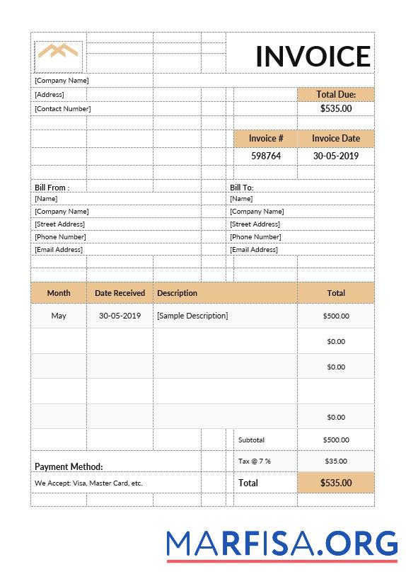Bearbeitbar Monthly Rent Rechnung Vorlage
