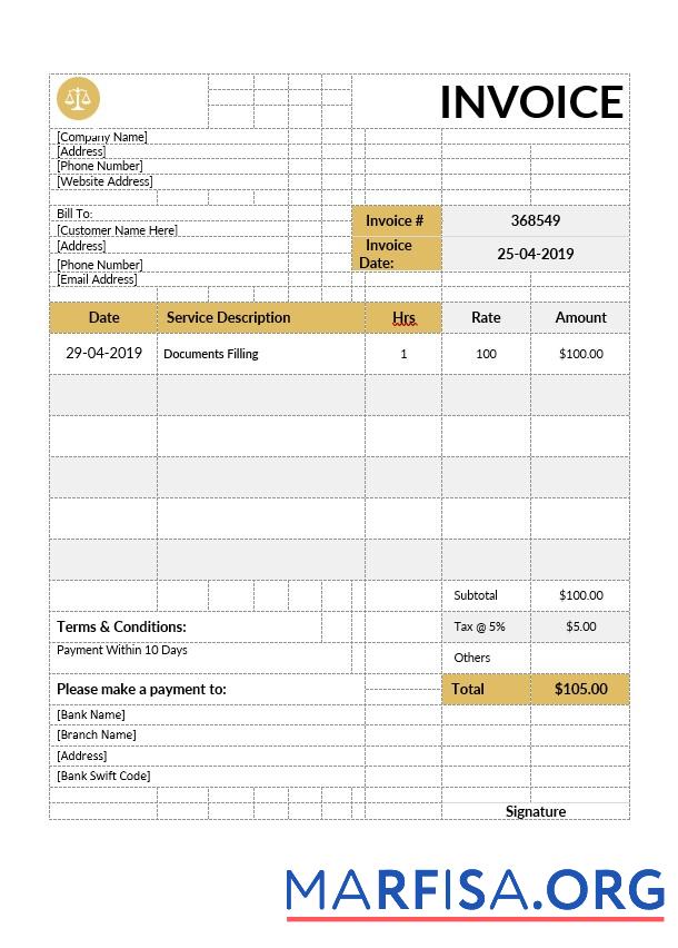 Professionell Notary Rechnung Vorlage