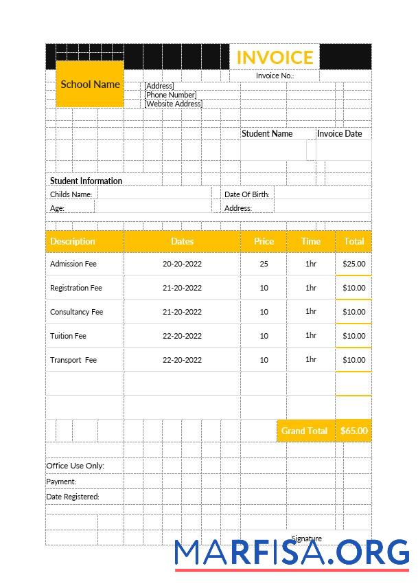 Realistisch Preschool Education Rechnung Vorlage