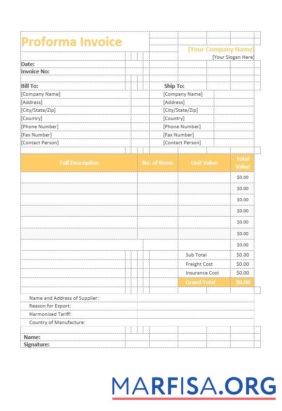 Premium Proforma Rechnung Vorlage