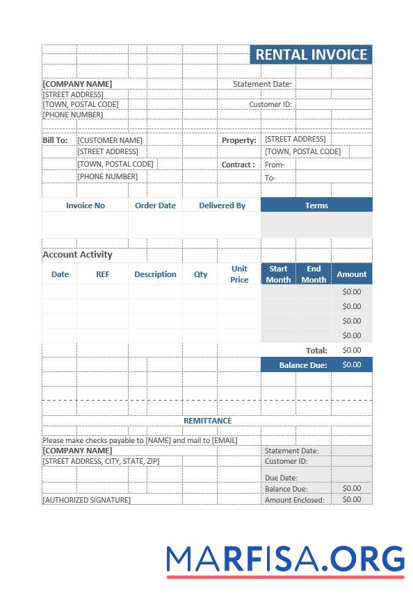 Professionell Probe Rental Rechnung Vorlage