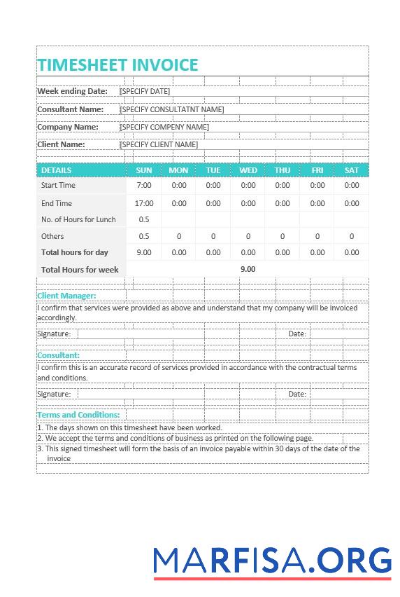 Realistisch Probe Timesheet Rechnung Vorlage