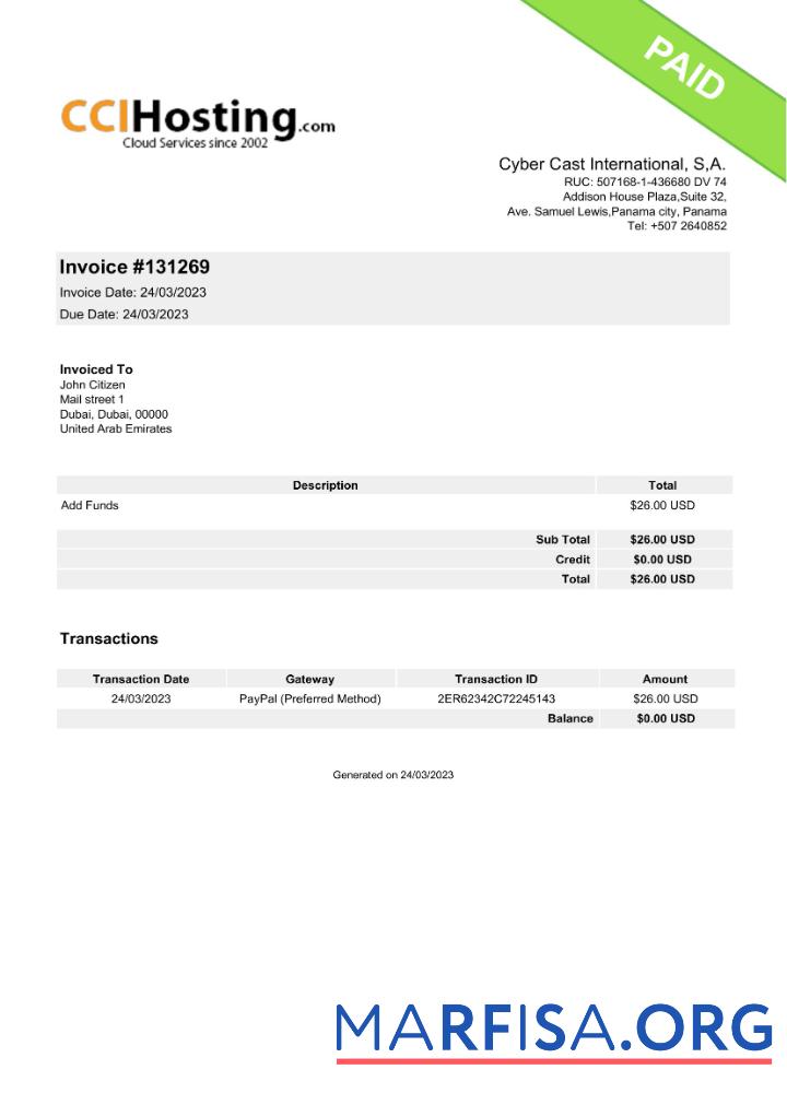 Premium VAE Cyber Cast International Rechnung Word and PDF Vorlage