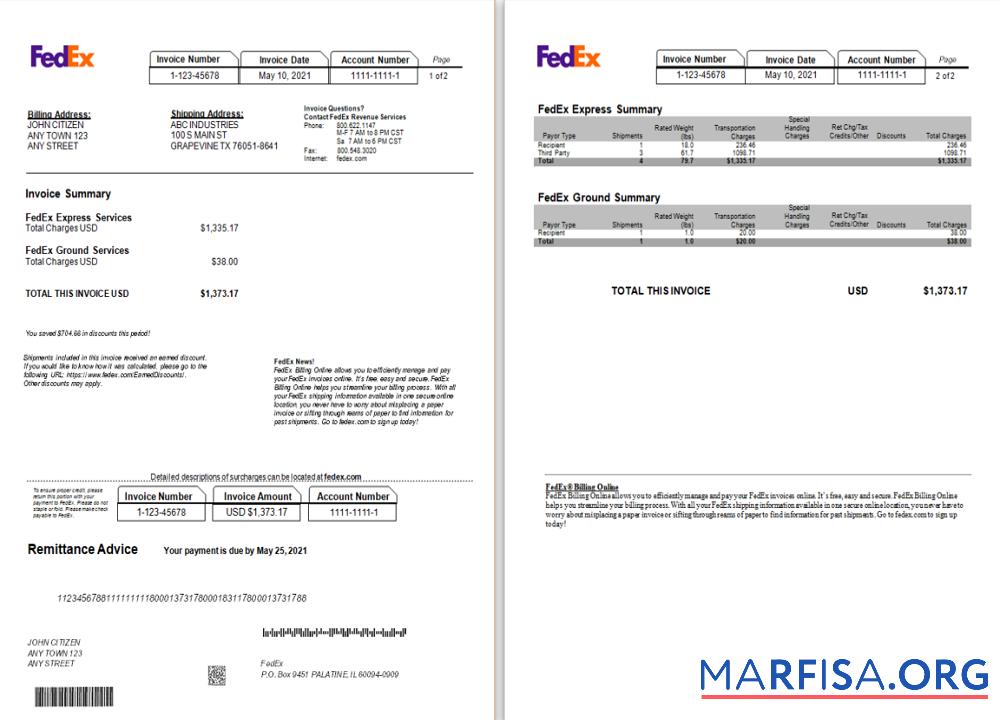 USA Fedex Rechnung Vorlage