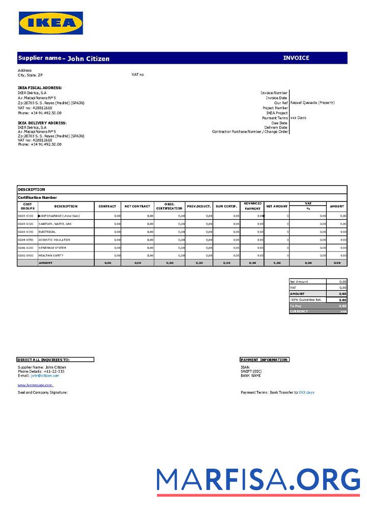 USA Ikea Rechnung Probe