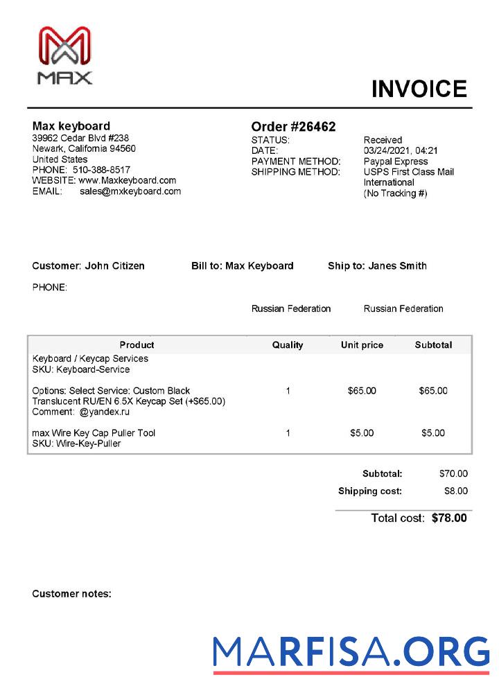 Bearbeitbar USA Max Tastatur Unternehmen Rechnung Vorlage