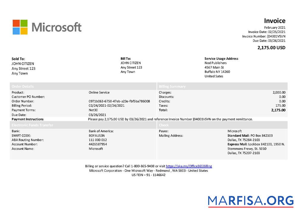 Realistisch USA Microsoft Rechnung Vorlage