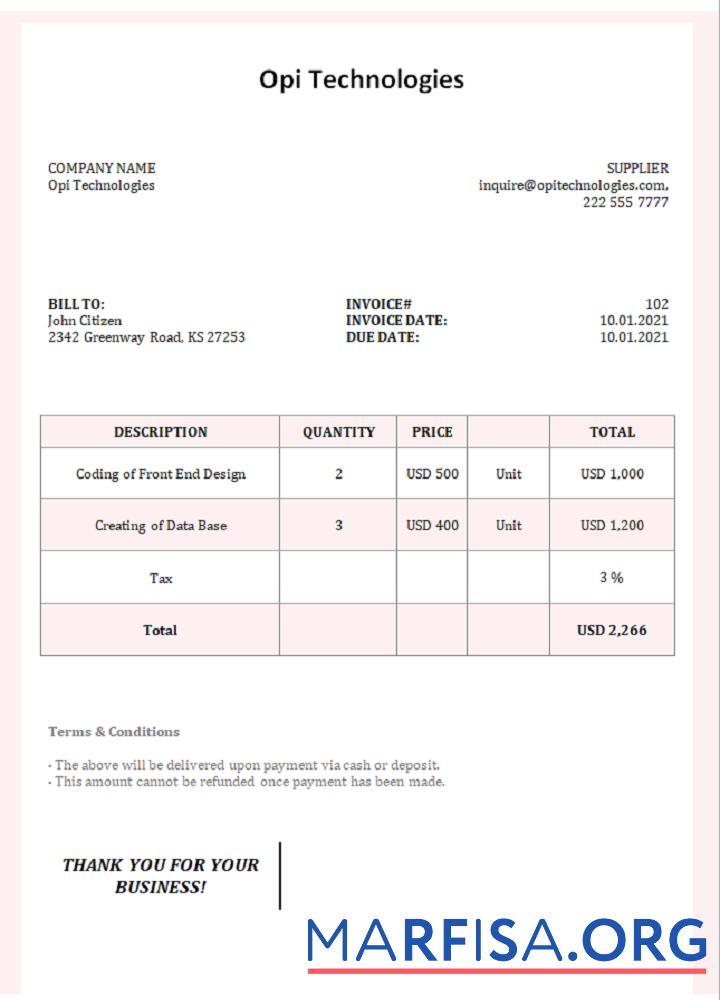 USA Opi Technologies Rechnung Probe