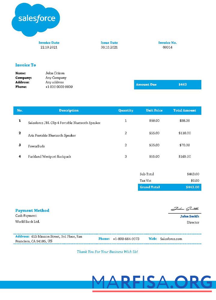 USA Salesforce Rechnung Vorschau