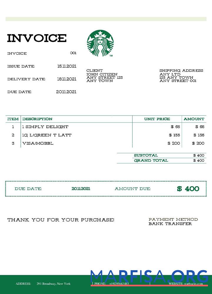 USA Starbucks Rechnung(2) Mockup