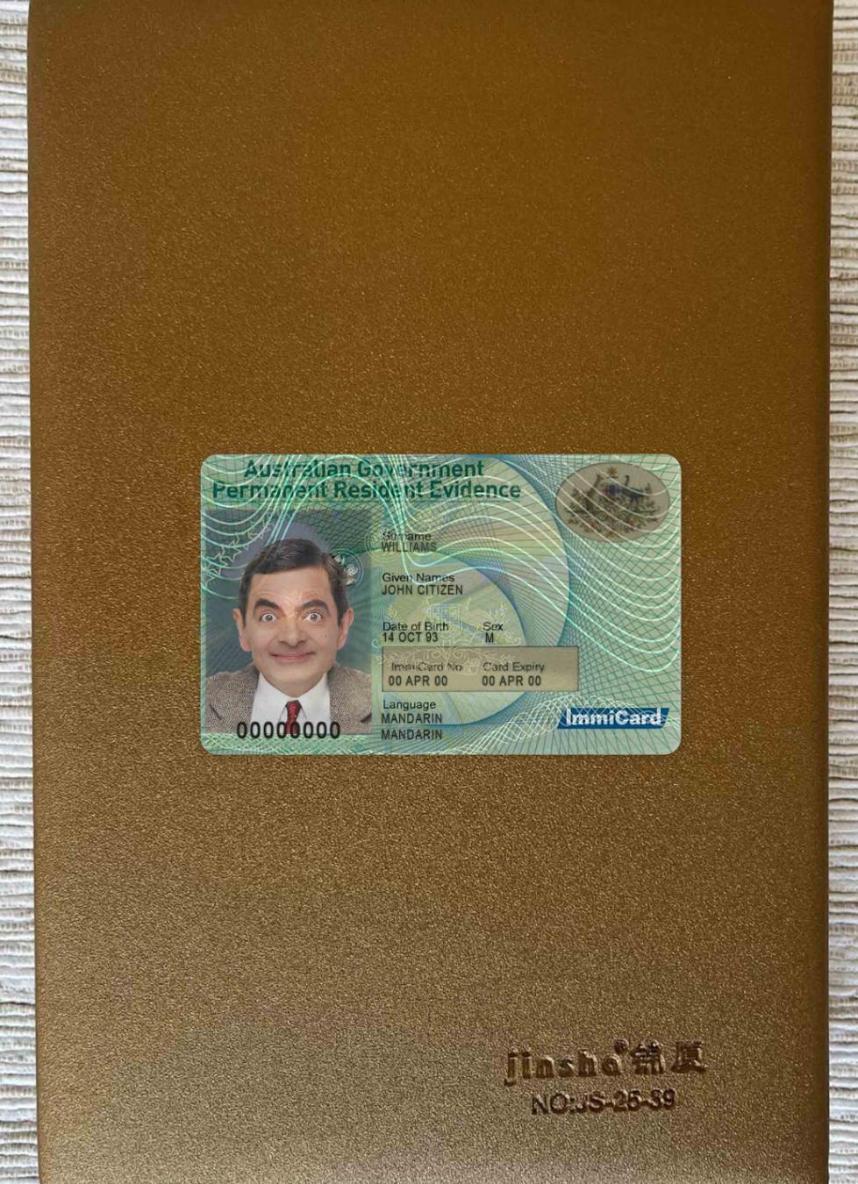 Australien permanent Wohnsitz Karte Foto-Look Vorderseite Vorlage