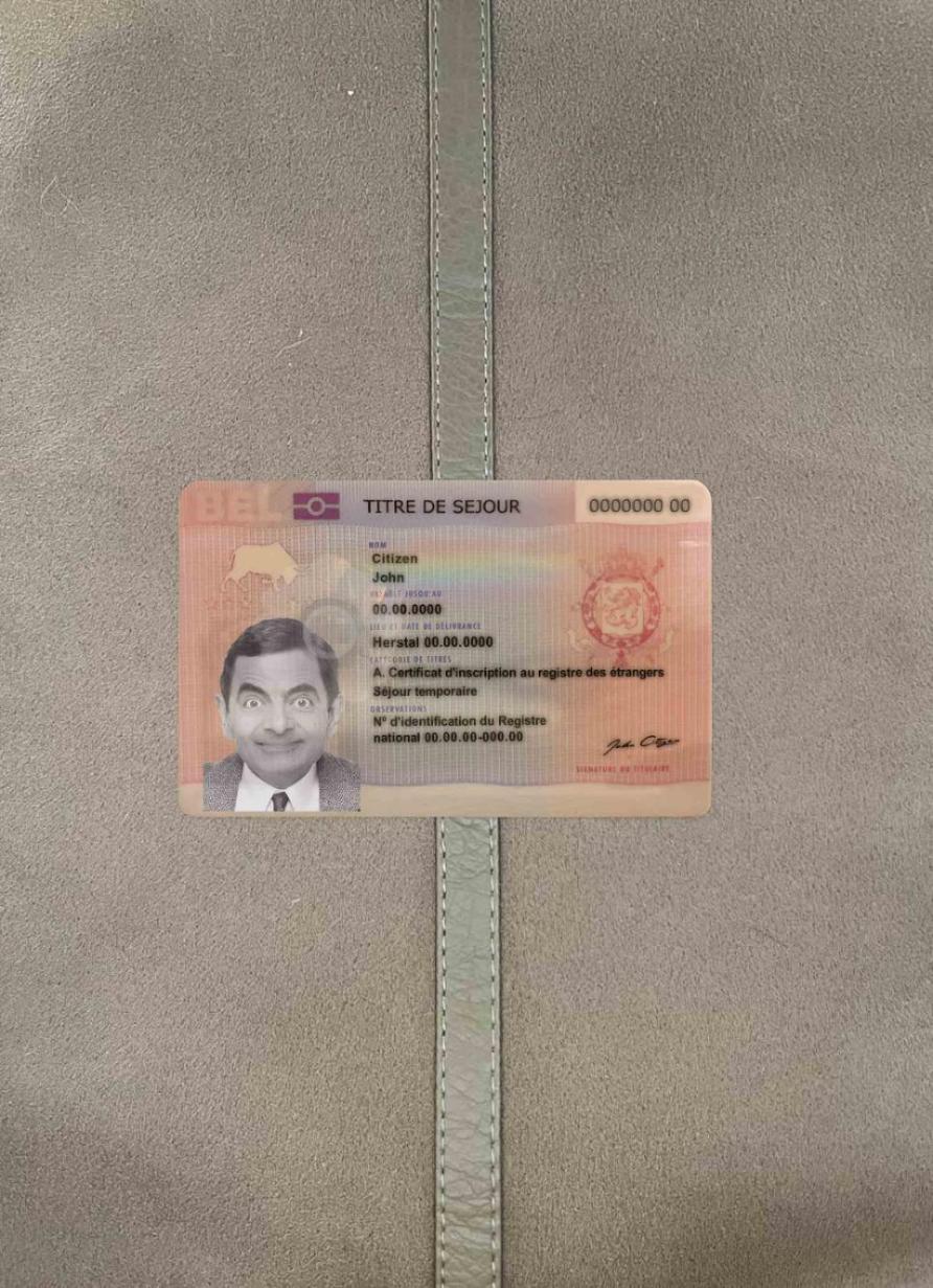 Belgien permanent Wohnsitz Karte Foto-Look Vorderseite Mockup