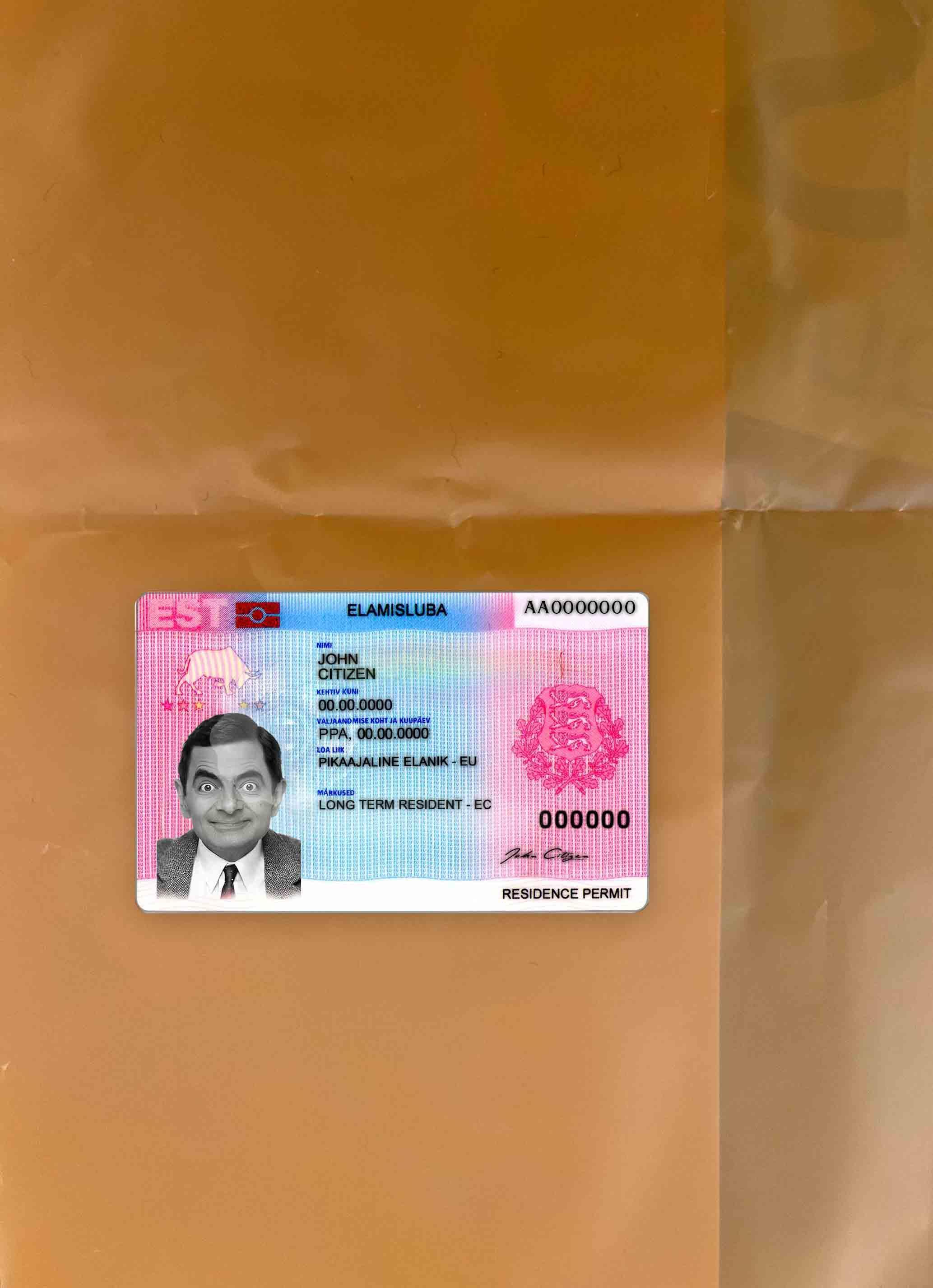 Estland Wohnsitz Genehmigung Foto-Look Vorderseite Vorlage