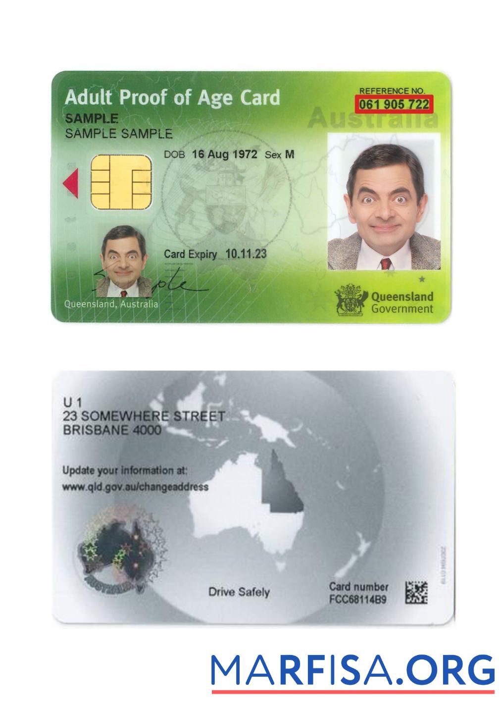 Австралия Queensland proof of age Карта дизайн
