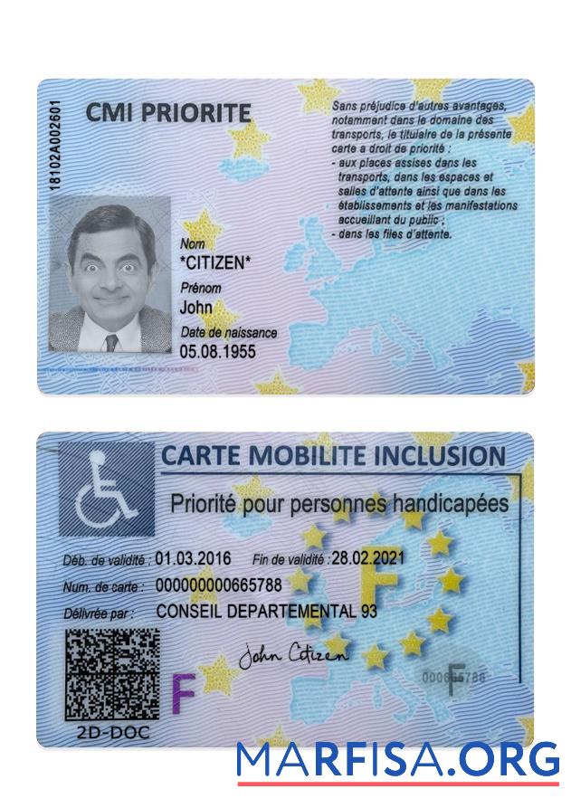 Франция carte mobilite inclusion (CMI) дизайн