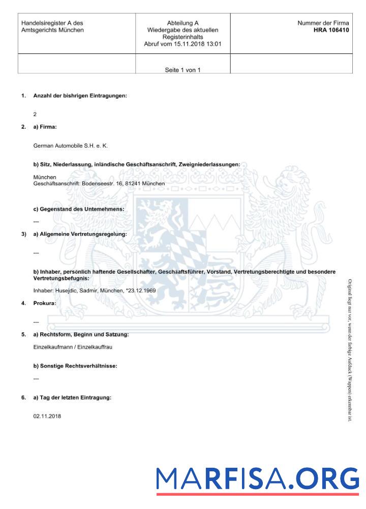 Реалистичный Германия District Court of Munich Бизнес Регистрация Шаблон in Word and PDF Формат