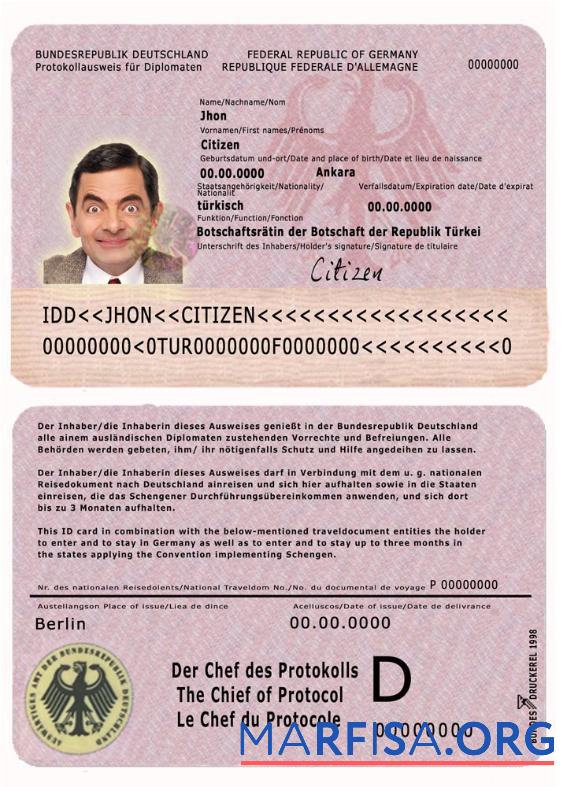 Германия protokollausweis fu╠êr diplomaten шаблон