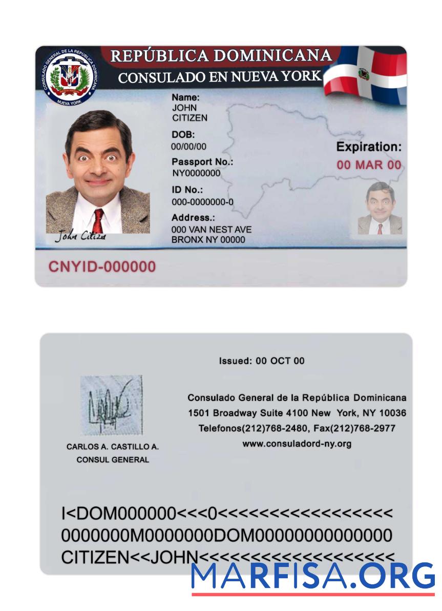 Republica Dominicana consulado en Nueva York шаблон