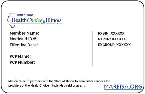 США Illinois HealthChoice Медицинский Удостоверение личности шаблон