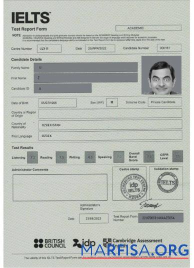 Великобритания Ielts Отчёт Форма образец