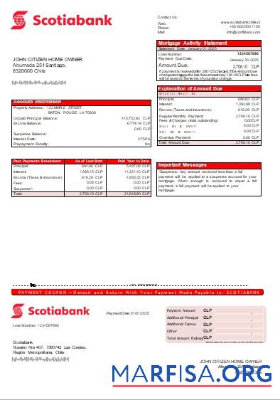 Chile Scotiabank Bank Hypothek Kontoauszug scr Vorschau
