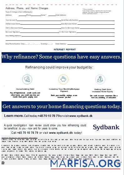 Dänemark Sydbank Bank Hypothek Kontoauszug, 3 pages, 3 scr Mockup