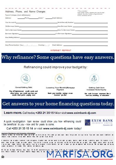 Dschibuti Exim Bank Hypothek Kontoauszug, 3 pages, 3 scr Vorlage
