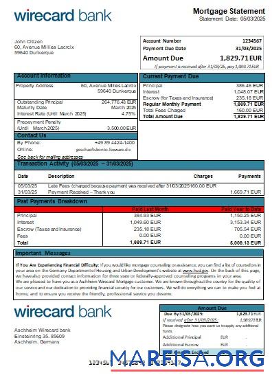 Deutschland Aschheim Wirecard Bank Hypothek Kontoauszug scr Vorschau