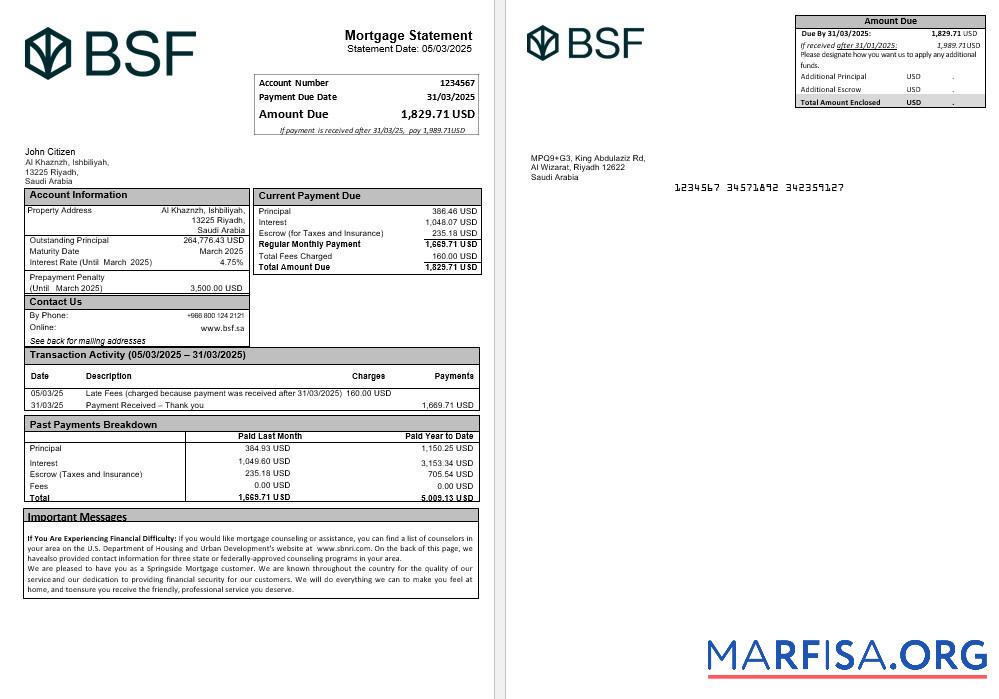 Saudi-Arabien Banque Saudi Fransi Hypothek Kontoauszug in Word and PDF Formate Vorlage