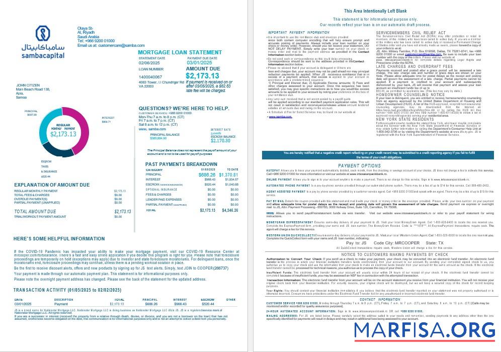 Saudi-Arabien Samba Bank Hypothek Kontoauszug in Word and PDF Formate 1 2 Mockup